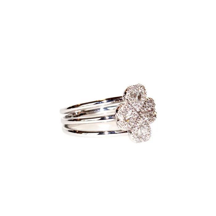 Digo Digo Ring 18 Carat White Gold Brilliant Pear Shape Cut Diamonds Size 6 Rings Digo Digo Ring 18 Carat White Gold Brilliant Pear Shape Cut Diamonds Size 6 Rings