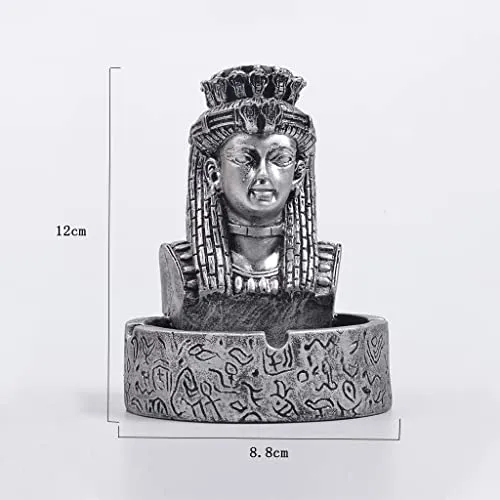 Dropshipped via Social Commerce Network arythe Egyptian Female Pharaoh Ashtray Home Hotel Resin Crafts Ornaments Silver Rings