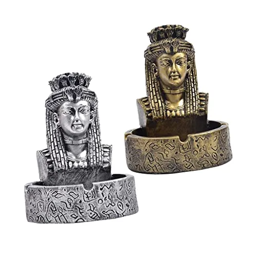 Dropshipped via Social Commerce Network arythe Egyptian Female Pharaoh Ashtray Home Hotel Resin Crafts Ornaments Silver Rings