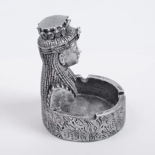 Dropshipped via Social Commerce Network arythe Egyptian Female Pharaoh Ashtray Home Hotel Resin Crafts Ornaments Silver Rings