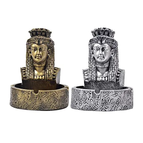 Dropshipped via Social Commerce Network arythe Egyptian Female Pharaoh Ashtray Home Hotel Resin Crafts Ornaments Silver Rings