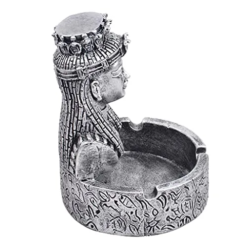 Dropshipped via Social Commerce Network arythe Egyptian Female Pharaoh Ashtray Home Hotel Resin Crafts Ornaments Silver Rings