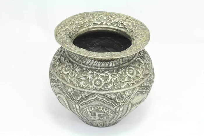 Dropshipped via Social Commerce Network Rings PH Artistic Antique Handcrafted Silver Urn Pot Engraved Jainism Symbol Decorative Dropshipped via Social Commerce Network Rings PH Artistic Antique Handcrafted Silver Urn Pot Engraved Jainism Symbol Decorative