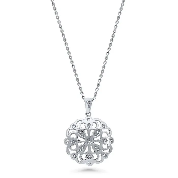 Earrings BERRICLE Flower Filigree CZ Set in Sterling Silver