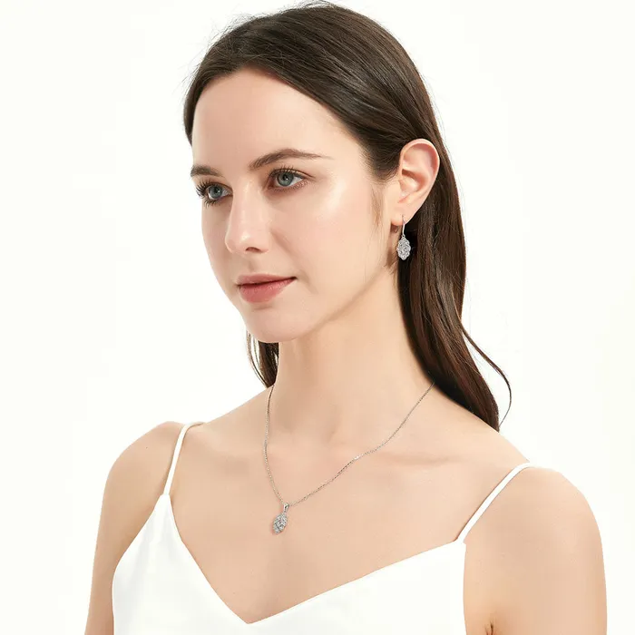 Earrings BERRICLE Halo Navette Marquise CZ Fish Hook Earrings in Sterling Silver