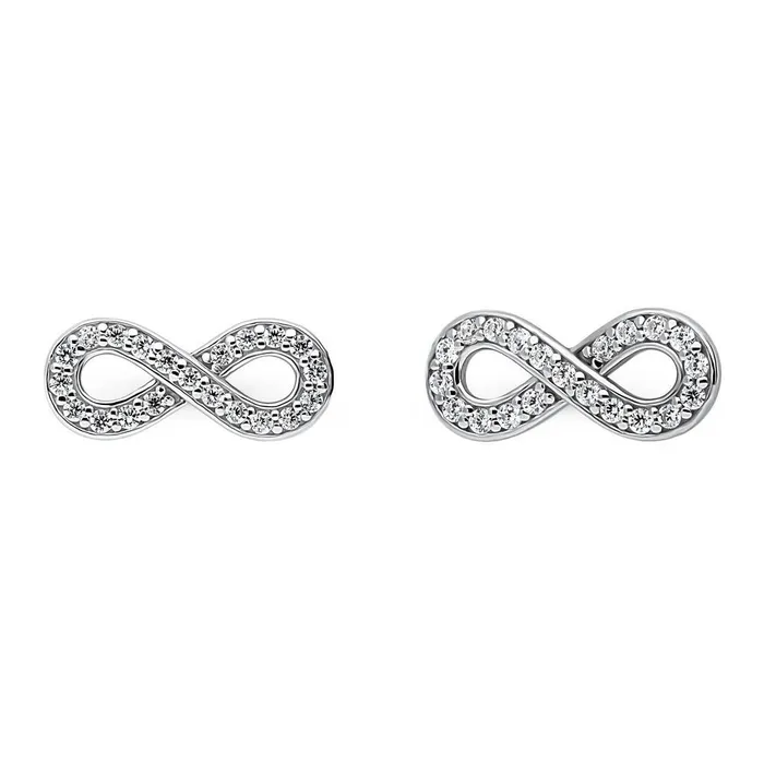 Earrings BERRICLE Infinity CZ Stud Earrings in Sterling Silver