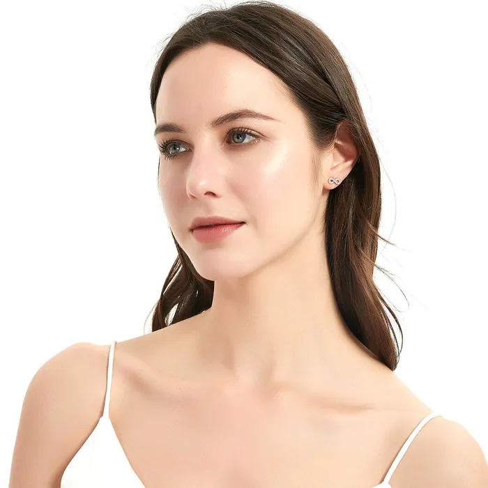 Earrings BERRICLE Infinity CZ Stud Earrings in Sterling Silver