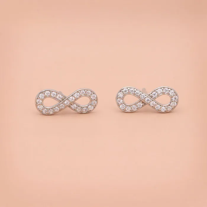 Earrings BERRICLE Infinity CZ Stud Earrings in Sterling Silver