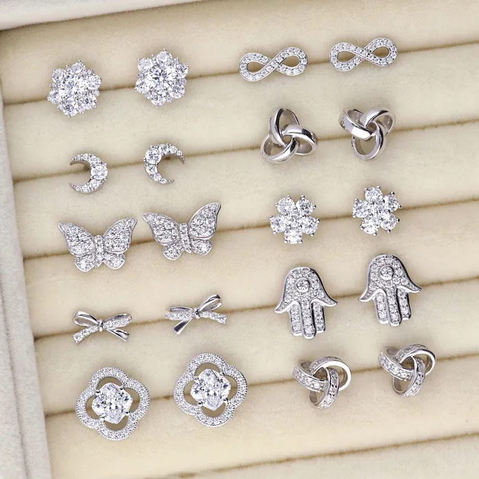 Earrings BERRICLE Infinity CZ Stud Earrings in Sterling Silver