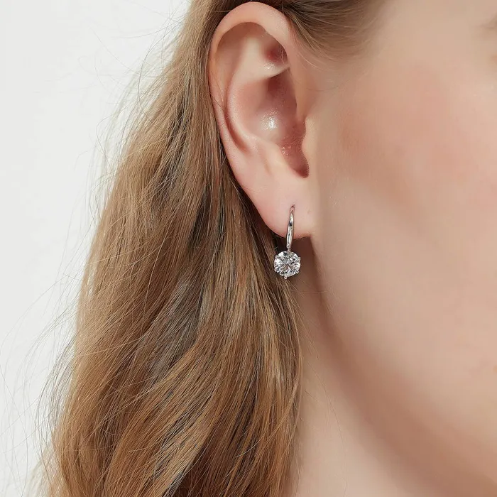Earrings BERRICLE Solitaire 25ct CZ Fish Hook Earrings in Sterling Silver
