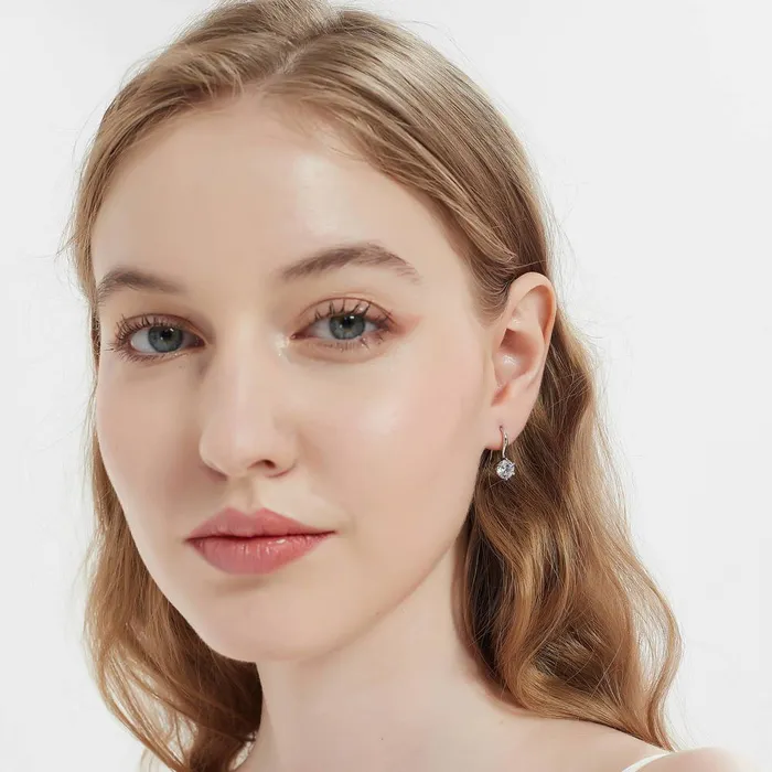 Earrings BERRICLE Solitaire 25ct CZ Fish Hook Earrings in Sterling Silver
