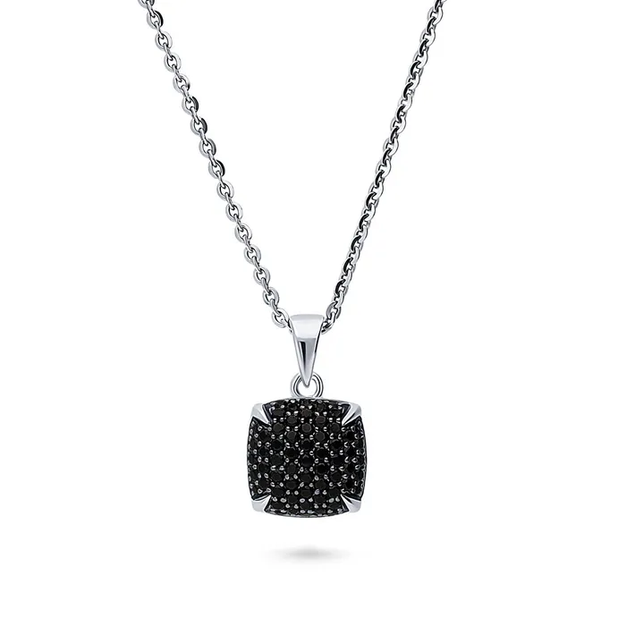 Earrings BERRICLE Square CZ Necklace and Earrings in Sterling Silver