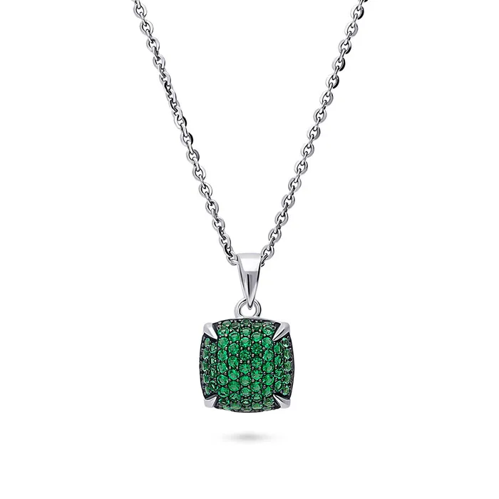 Earrings BERRICLE Square CZ Necklace and Earrings in Sterling Silver