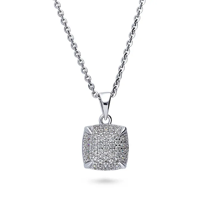 Earrings BERRICLE Square CZ Necklace and Earrings in Sterling Silver