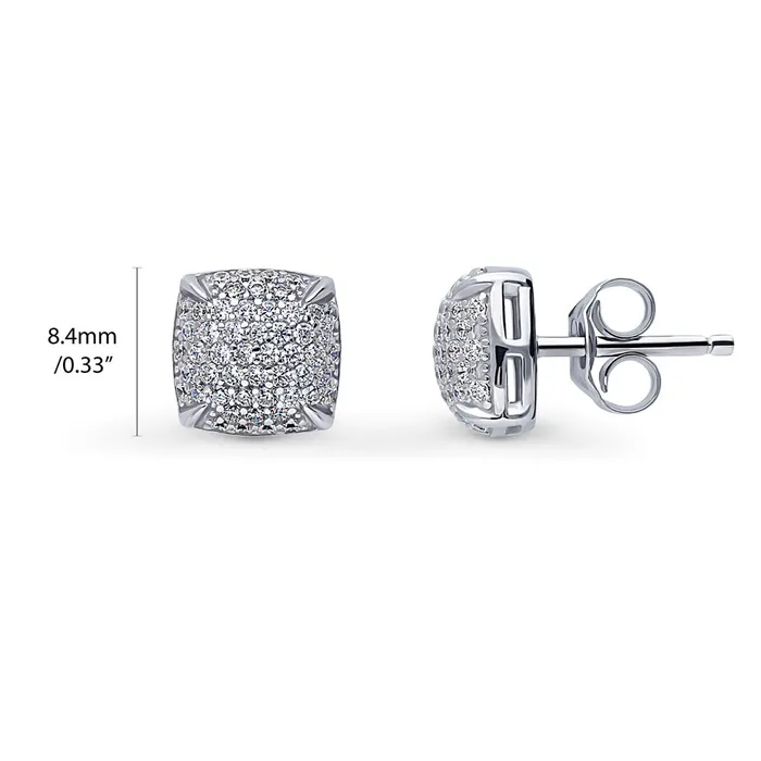 Earrings BERRICLE Square CZ Necklace and Earrings in Sterling Silver
