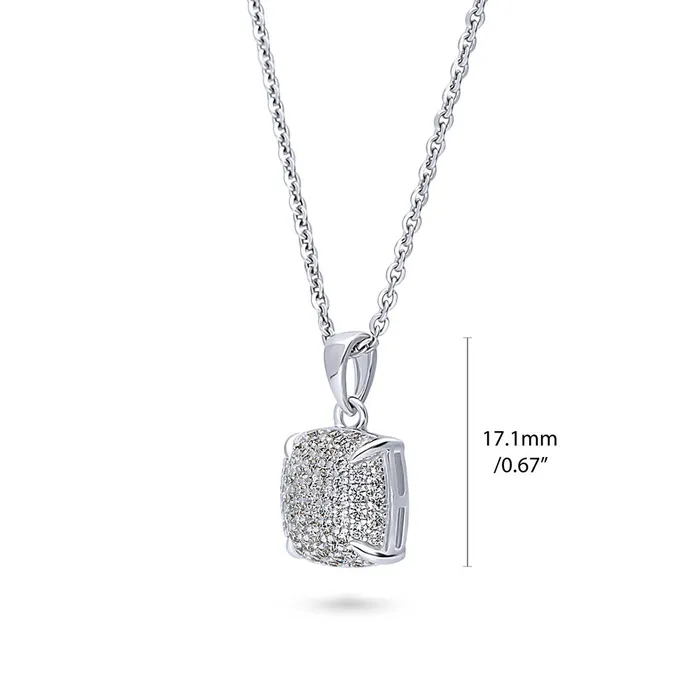 Earrings BERRICLE Square CZ Necklace and Earrings in Sterling Silver