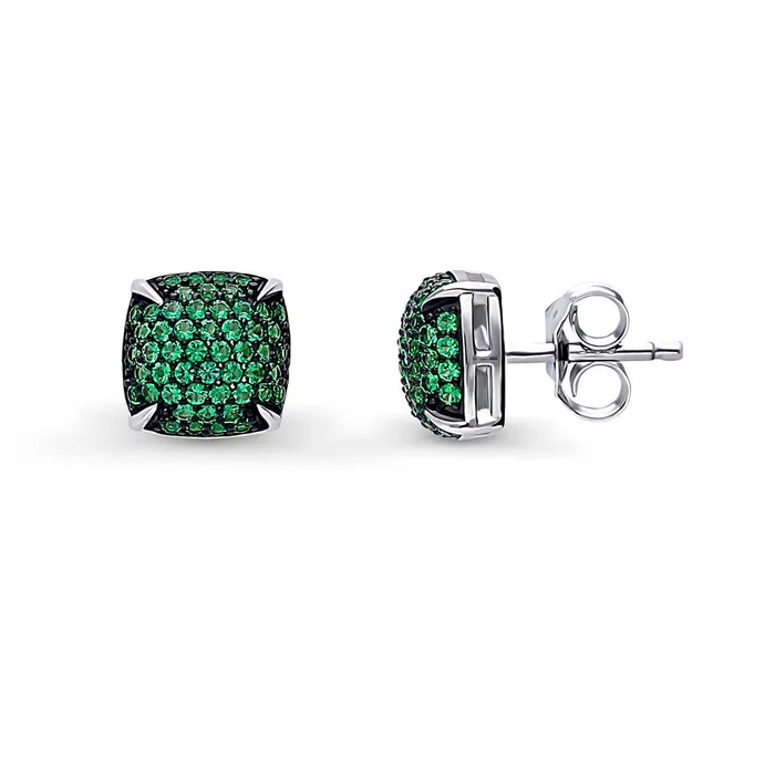 Earrings BERRICLE Square CZ Necklace and Earrings in Sterling Silver