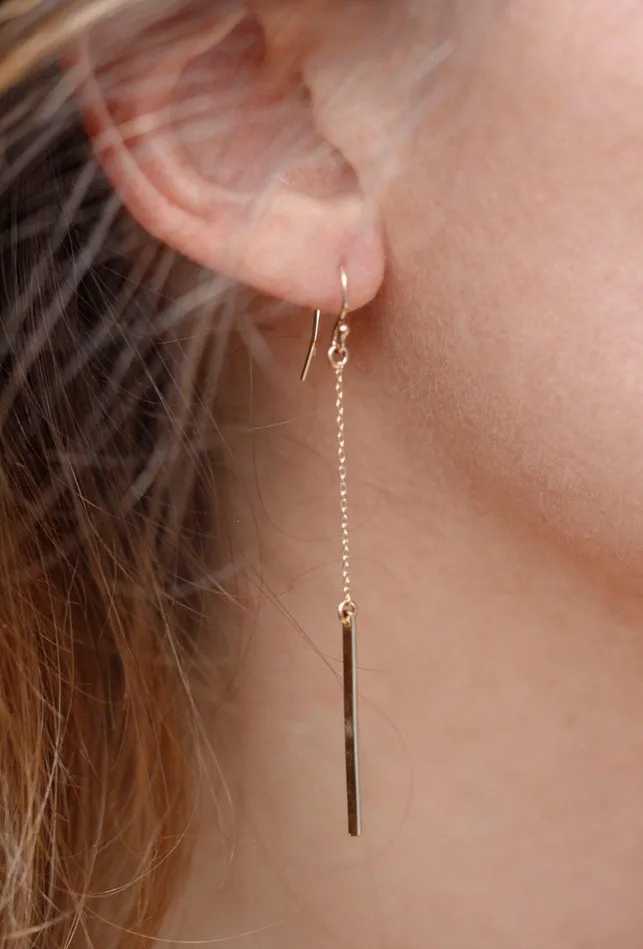 Earrings Capucinne Dangle Earrings 14K Gold Bar Earrings