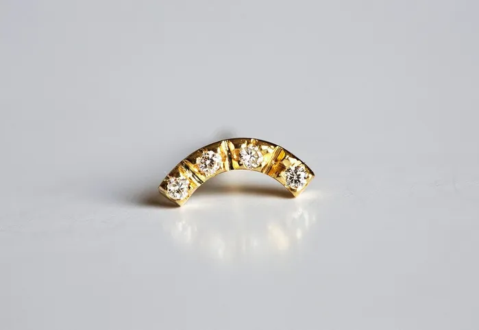 Earrings Capucinne Delicate Curved Diamond Bar Stud Earrings