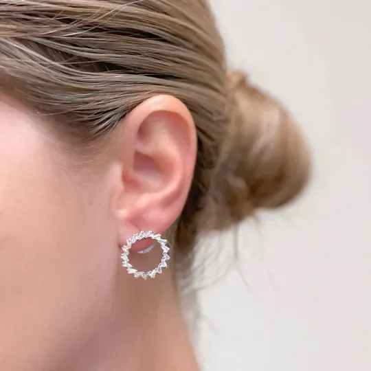 Earrings Cubic Zirconia Baguette Open Circle Stud Earrings Silver Prep Obsessed PR Earrings Cubic Zirconia Baguette Open Circle Stud Earrings Silver Prep Obsessed PR