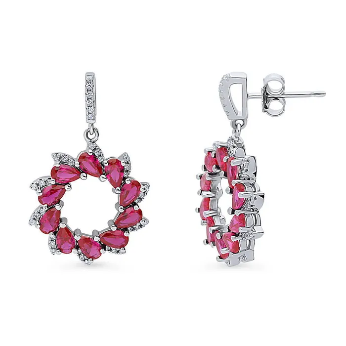 Earrings Flower Red CZ Earrings in Sterling Silver BERRICLE