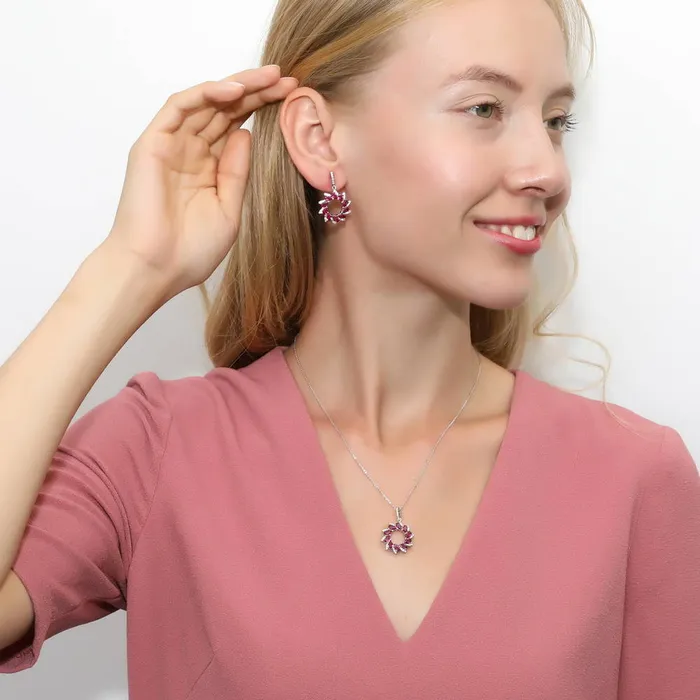 Earrings Flower Red CZ Earrings in Sterling Silver BERRICLE
