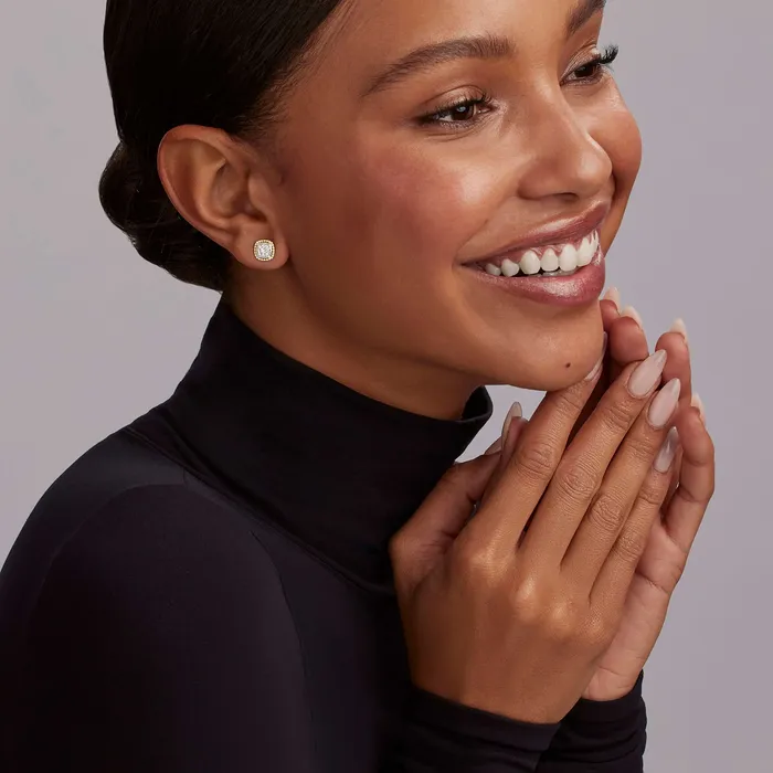 Earrings LAGOS Rittenhouse TwoTone Caviar Diamond Stud Earrings Earrings LAGOS Rittenhouse TwoTone Caviar Diamond Stud Earrings