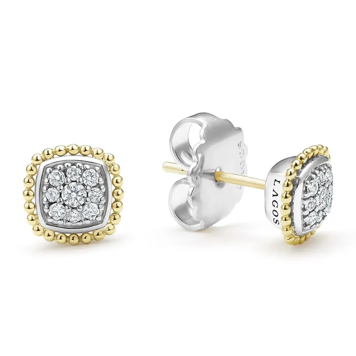 Earrings LAGOS Rittenhouse TwoTone Caviar Diamond Stud Earrings Earrings LAGOS Rittenhouse TwoTone Caviar Diamond Stud Earrings