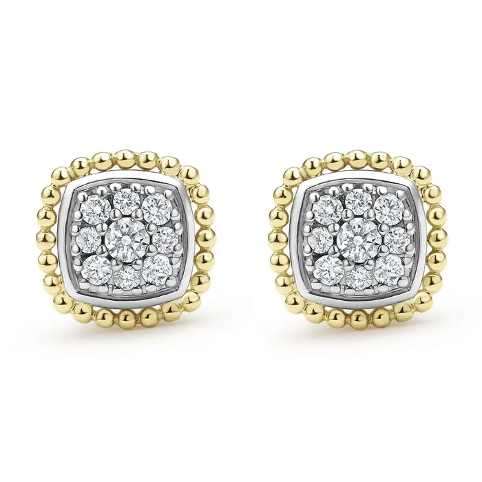 Earrings LAGOS Rittenhouse TwoTone Caviar Diamond Stud Earrings Earrings LAGOS Rittenhouse TwoTone Caviar Diamond Stud Earrings