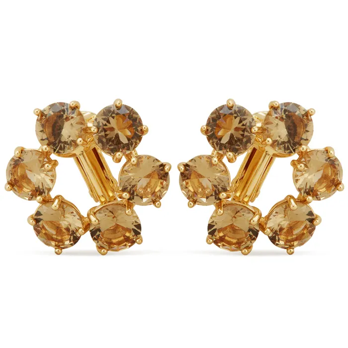Earrings Les Nereides Golden Brown Diamantine 6 Stones ClipOn Earrings Les Nereides Earrings Les Nereides Golden Brown Diamantine 6 Stones ClipOn Earrings Les Nereides