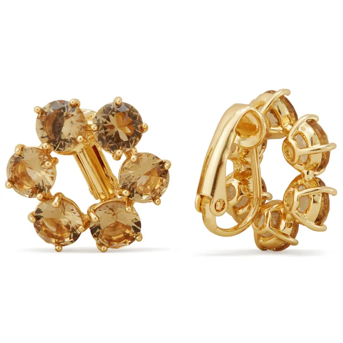 Earrings Les Nereides Golden Brown Diamantine 6 Stones ClipOn Earrings Les Nereides Earrings Les Nereides Golden Brown Diamantine 6 Stones ClipOn Earrings Les Nereides