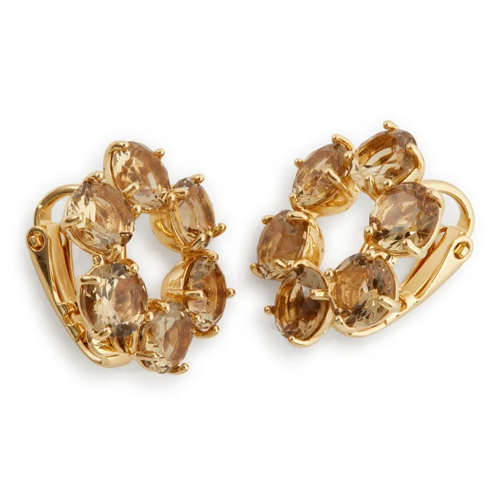 Earrings Les Nereides Golden Brown Diamantine 6 Stones ClipOn Earrings Les Nereides Earrings Les Nereides Golden Brown Diamantine 6 Stones ClipOn Earrings Les Nereides
