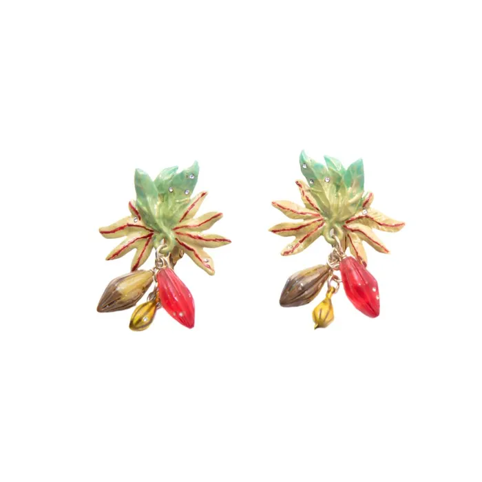 Earrings Les Nereides Les Nereides Cocoa Beans Dangling ClipOn Earrings