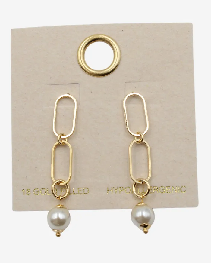 Earrings Pearl Paperclip Dangle Earrings SEPT2024 Earrings Pearl Paperclip Dangle Earrings SEPT2024