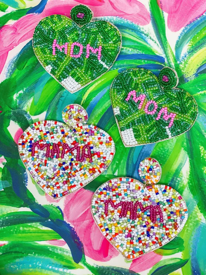 Earrings Prep Obsessed ESS Mama Multi Seed Bead Heart Dangle Earrings Earrings Prep Obsessed ESS Mama Multi Seed Bead Heart Dangle Earrings