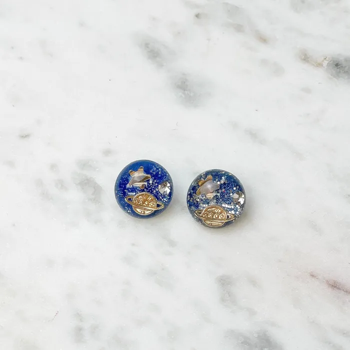Earrings Prep Obsessed JJ Galaxy Resin Stud Earrings Blue