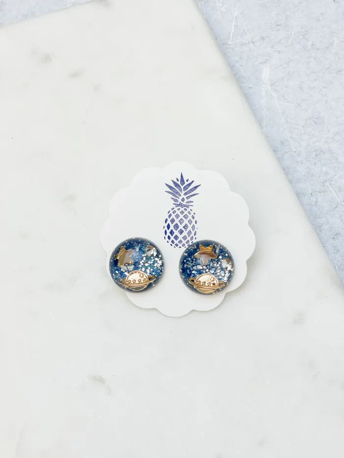 Earrings Prep Obsessed JJ Galaxy Resin Stud Earrings Blue