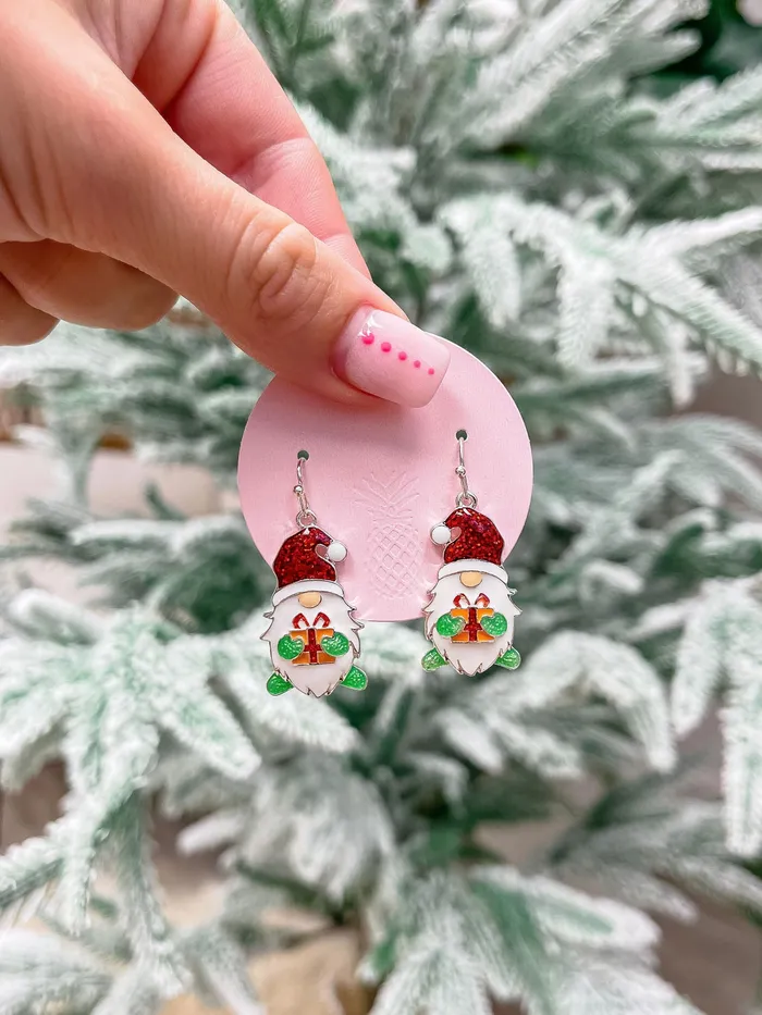 Earrings Prep Obsessed MOA Enamel Holiday Gnome Dangle Earrings