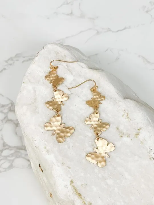 Earrings Prep Obsessed MOA Matte Metal Butterfly Dangle Earrings Gold