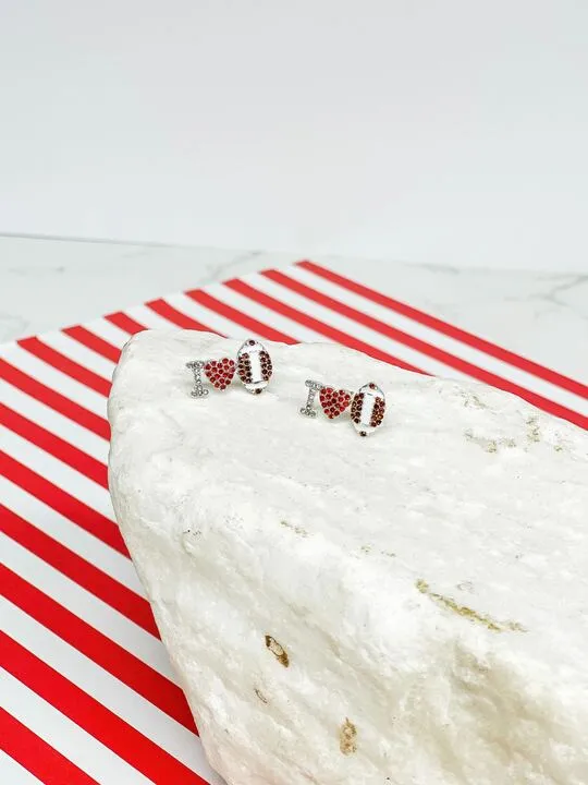 Earrings Prep Obsessed PR Love Football Rhinestone Stud Earrings