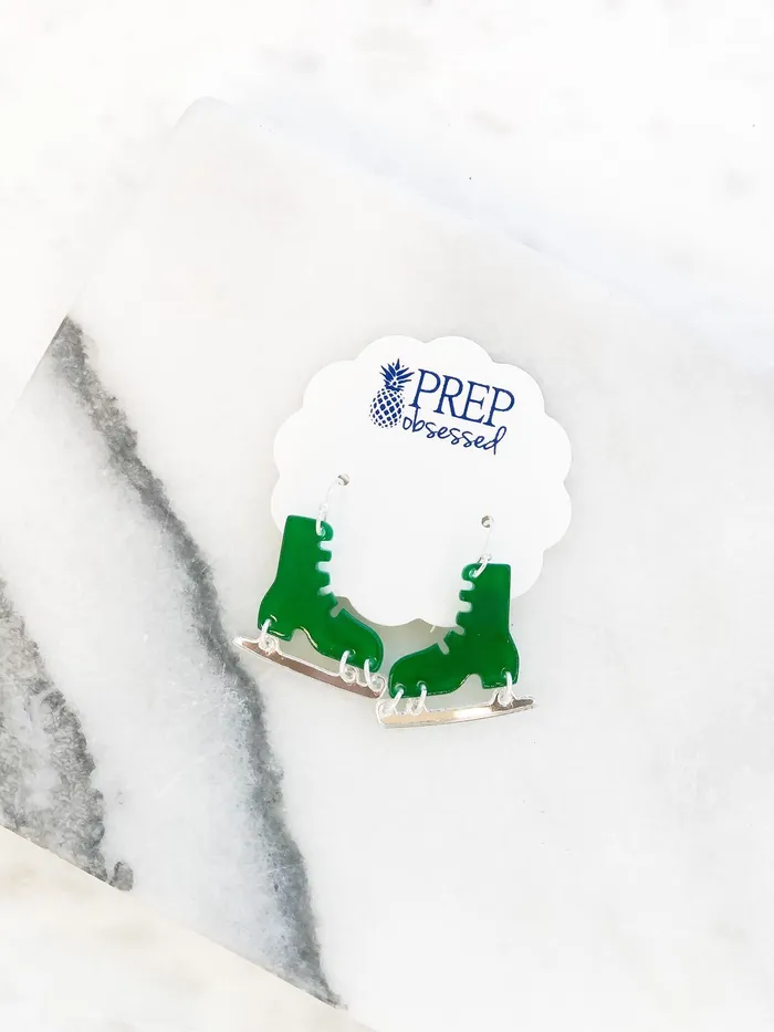 Earrings Prep Obsessed RNK Acrylic Ice Skate Dangle Earrings Green