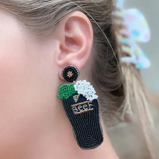 Earrings Prep Obsessed TL St Paddys Beer Beaded Dangle Earrings
