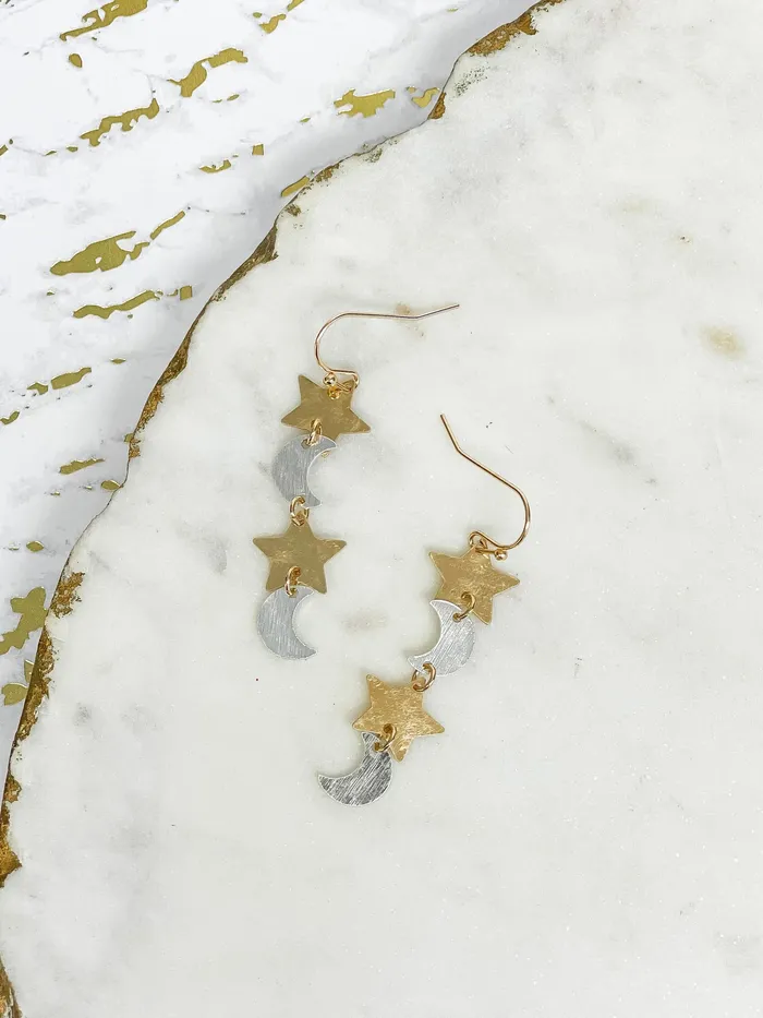 Earrings Prep Obsessed VP Moon Star Dangle Earrings