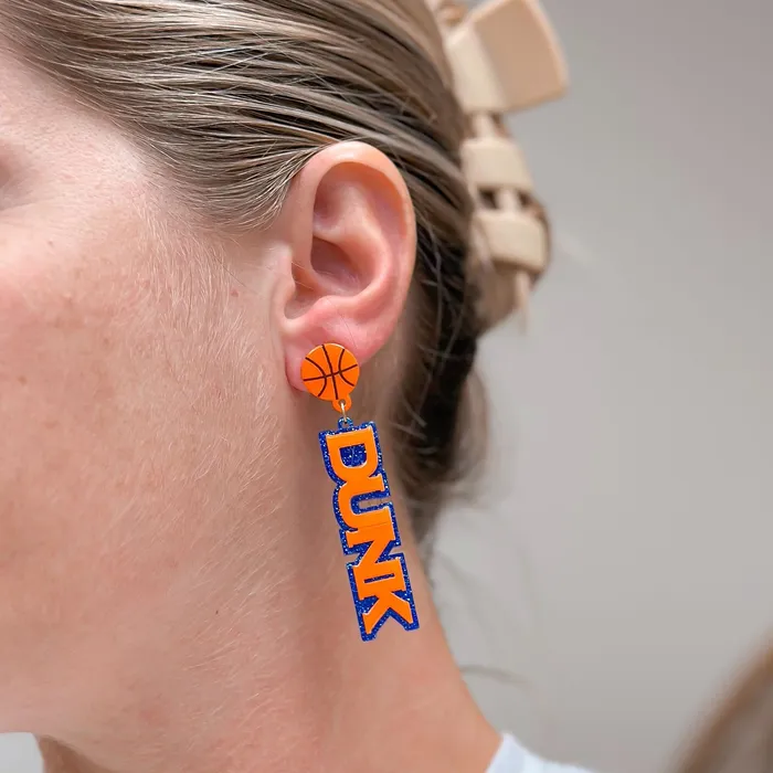 Earrings Prep Obsessed VP Slam Dunk Statement Dangle Earrings Blue Orange