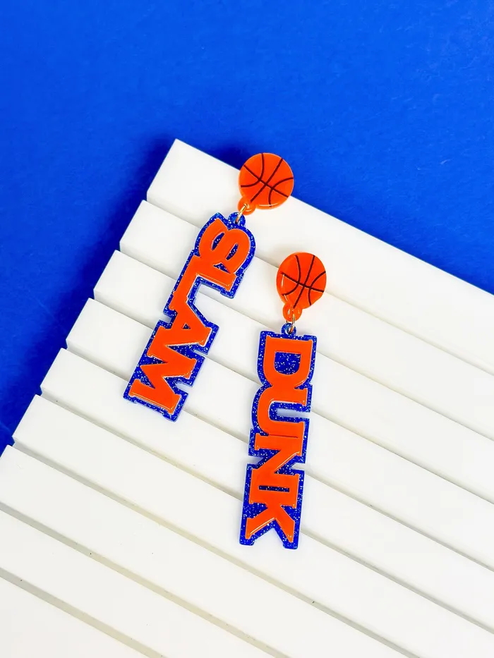 Earrings Prep Obsessed VP Slam Dunk Statement Dangle Earrings Blue Orange