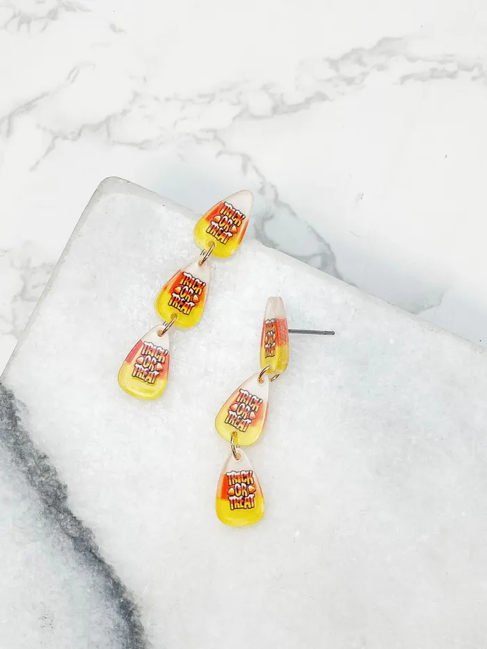 Earrings Prep Obsessed VP Trick or Treat Candy Corn Acrylic Dangle Earrings Earrings Prep Obsessed VP Trick or Treat Candy Corn Acrylic Dangle Earrings