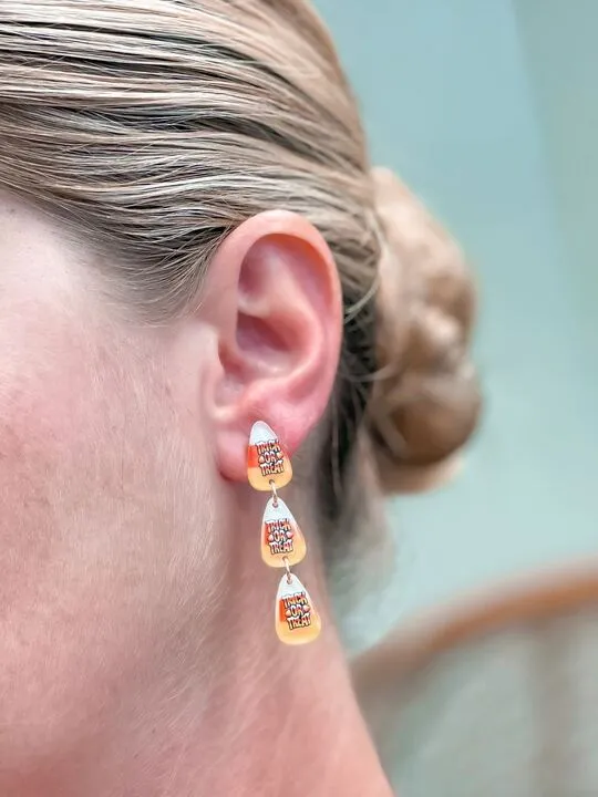 Earrings Prep Obsessed VP Trick or Treat Candy Corn Acrylic Dangle Earrings