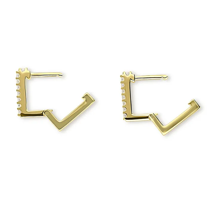 Earrings Rectangle CZ Mini Hoop Earrings in Sterling Silver 046 BERRICLE