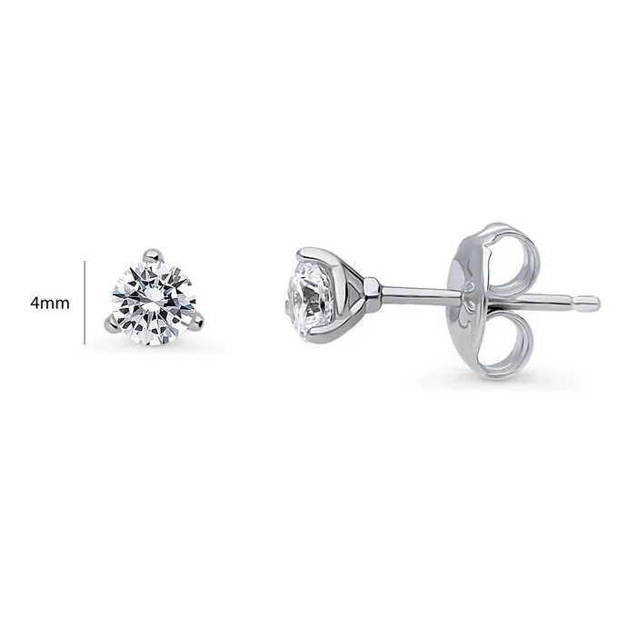 Earrings Solitaire CZ Stud Earrings in Sterling Silver BERRICLE