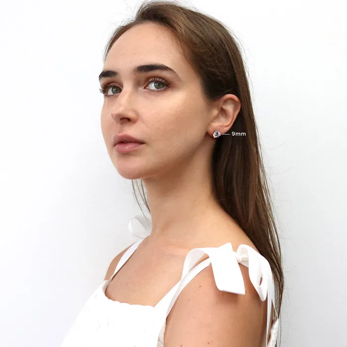 Earrings Solitaire CZ Stud Earrings in Sterling Silver BERRICLE